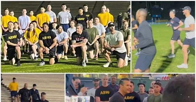 Exclusive -- WATCH: War Secretary Hegseth Works Out with ROTC Cadets at UCLA